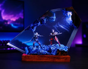 Handcrafted G.era.lt vs Er.ed.in Resin Lamp - The Wit.che.r dECOR