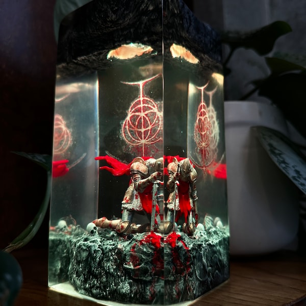 Elden Ring Resin Lamp, Handmade game night Light gift, Unique Elden Ring Gift for Room Decor, Epoxy Lamp