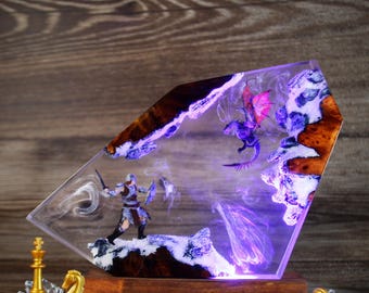 Dragon Born Resin Lamp: Handmade Skyrim Light, Elder Scrolls Decor