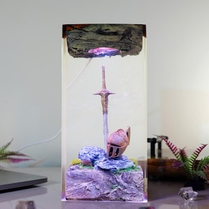 Sword and Helmet Resin Lamp, Handmade D&D Epoxy Lamp, night Light gift, Unique Gift for Room Decor, Birthday gift for him Gaming gift