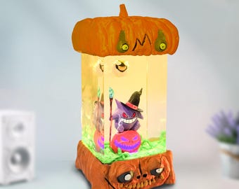 Handmade Anime Gengar Resin Lamp: Unique Desk Decor Night light with 16 RGB leds