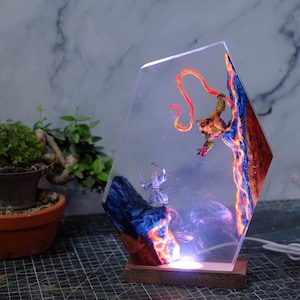 Grey Wizard Resin Lamp,  Handmade Room decor Epoxy Lamp, Personalized Gift, Resin Night light gift, anniversary gifts for him