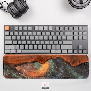 Keyboard Wrist Rest, TKL Wrist Rest, Mouse pad with wrist rest, Resin Wrist Rest, Gaming Decor, Wood Galaxy Wrist Rest, Custom wrist rest