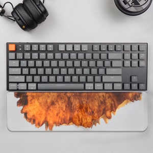 Keyboard Wrist Rest, Clear Wood Resin Wrist Rest, Resin Wrist Rest, Mouse pad with wrist rest, gamer gifts, Game Decor, TKL Wrist Rest