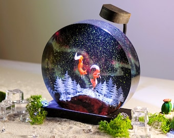 Dancing Fox Resin Lamp: Handmade Epoxy Night Light