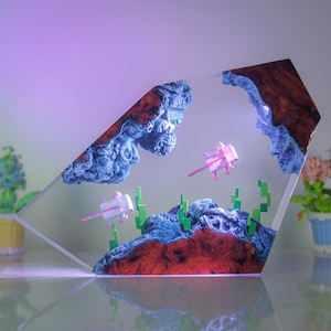 Axolotl Resin Lamp, Diorama Handmade Epoxy Lamp, Resin Night light gift for Game Room Decor, Gaming Desk lamp