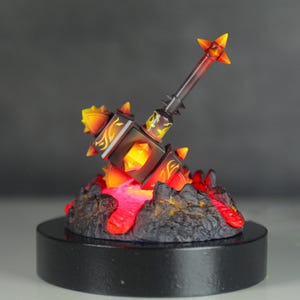 Handmade Flame Hammer Resin Lamp: Warcraft Gaming Decor