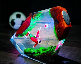 Handmade R0n.ald.o's Bicycle Kick Resin Lamp - Unique Soccer Gifts