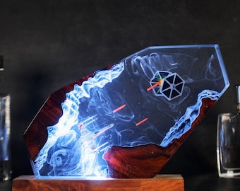 Handmade Galaxy Resin Lamp: Star Wars Diorama, Game Room Decor