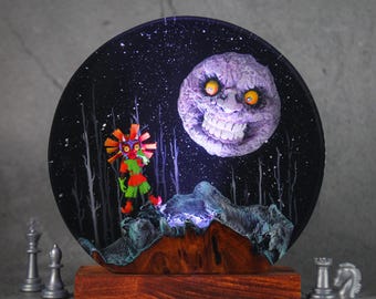 Handmade Majora Mask Resin Lamp: Zelda Room Decor Light