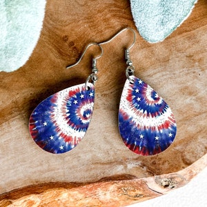 Patriotic 4th of July Red, White & Blue Teardrop Earrings, Independence Day Earrings, Gift for Women, Holiday Earrings, Memorial Day