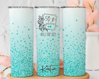 50 & Fabulous Birthday,  Personalized Tumbler, 50th Birthday Gift for Women, 50th Birthday Trip 50th Birthday Milestone Gift, Girls Trip