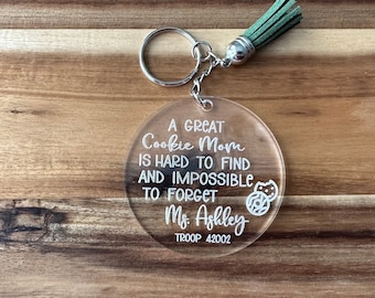 Personalized Cookie Mom Keychain: Girl Scout Leader Gift
