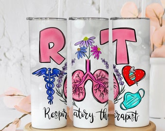 Respiratory Therapy Skinny Tumbler With Straw, Therapist Gift, Respiratory Therapist Gifts, espiratory Therapist Gift For Women