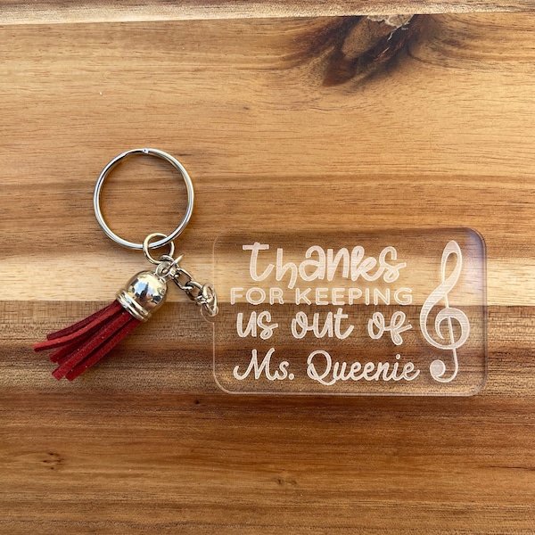 Personalized Music Teacher Name Keychain, Music Teacher, Thank You Gift, Custom Music Teacher Gift, Band Teacher Gift