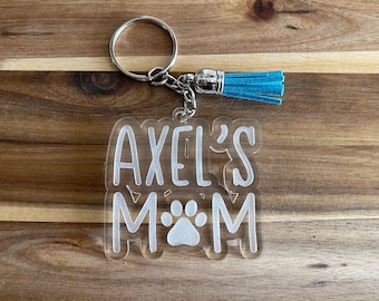 Personalized Dog Mom Keychain: Acrylic Paw Print Gift