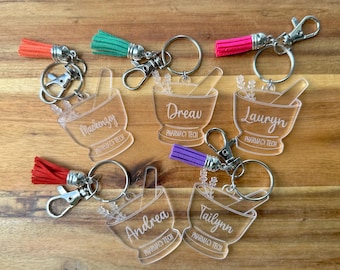 Personalized Pharmacy Keychain: Mortar & Pestle Gift for Pharmacist