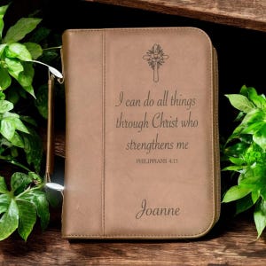 Personalized Bible Case, Engraved Bible Cover, Leather Bible Cover, Religious Gifts, Christian Gifts, Custom Book Cover, Bible Study Gift