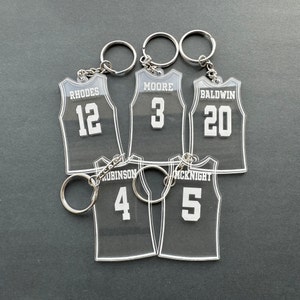 Basketball Team Gift, Basketball Jersey Keychain, Senior Night Gift, End of Season Gift, Sports Team Bag Tag, Basketball Name Tag Keychain