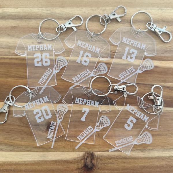 Personalized Lacrosse Team Bag Tag: Acrylic Jersey Keychain