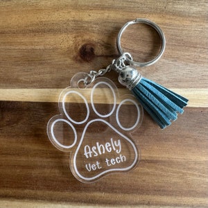 Vet Tech gift, Vet tech Keychain, Paw Keychain, Veterinarian Gift, Dog Cat Doctor, Vet Tech Week, Graduation Gift, Veterinarian Student