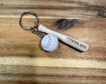 Personalized Baseball Keychain: Engraved Team Bag Tag