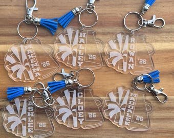 Senior Cheer Team Gifts, Cheerleader Keychains, Personalized Keychain, Cheer Team Bag Tag, Custom Cheer Tag, Sport Keychain, Cute Cheer Gift
