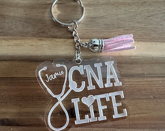 Personalized CNA Keychain: Acrylic Healthcare Worker Gift