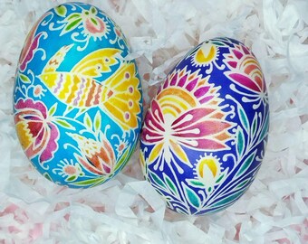 Conjunto de ovos de Páscoa tradicionais feitos à mão para presente, ovo de Páscoa decorativo, ovo de ganso eslavo, decoração para casa, presente para ela.