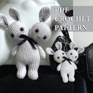 Patrón de crochet: Conejito de dos cabezas amigurumi (Descarga PDF)