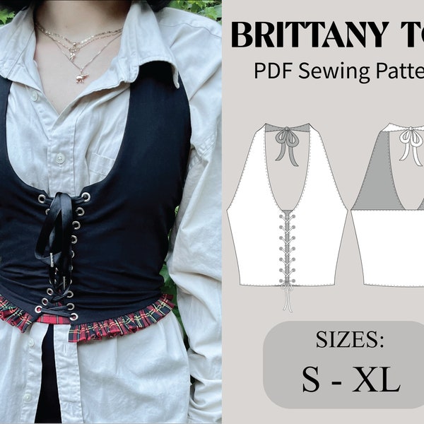 Sewing Pattern || Brittany Lace Up V-Neck Tie Top | Digital PDF | Instant Download | US 2-12