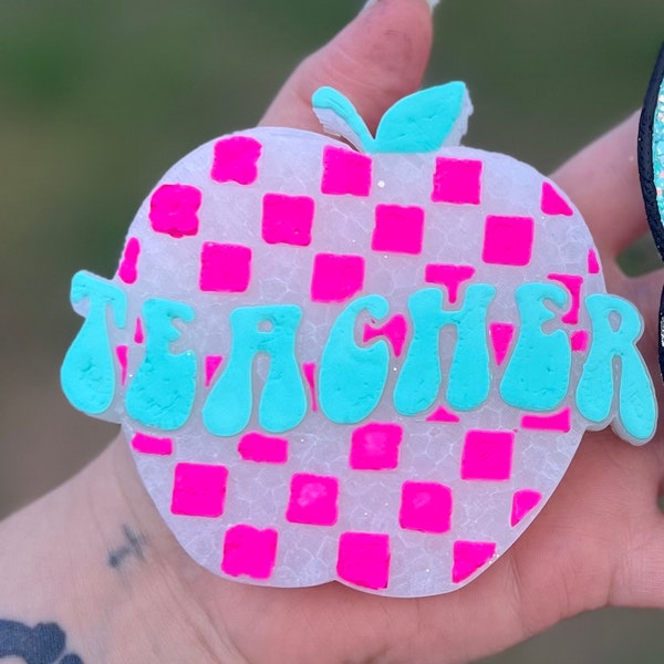 Checkered Teacher Car Freshie, Teacher Gift, Car Air Freshener, Apple Freshie, Checkered, Teacher Freshie, Freshy