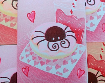 Spider Donut RISO Printed Card