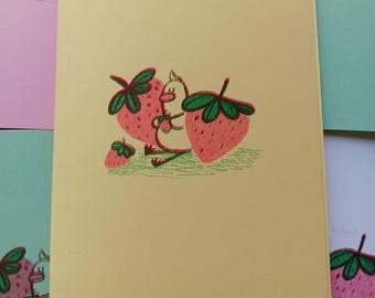 Strawberries and Duck RISO card