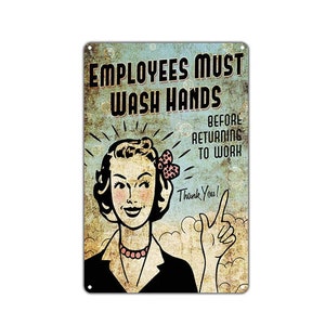 Employees Must Wash Hands, Ships to US only, Before Returning To Work Vintage, Aluminum Sign, Perfect for Offices and On-site Workplace