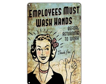 Employees Must Wash Hands, Ships to US only, Before Returning To Work Vintage, Aluminum Sign, Perfect for Offices and On-site Workplace