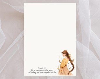 Printable A4 Stationery Set – Aesthetic Girl Graphics, Cute Kawaii Letter Paper, Digital Download Writing Paper