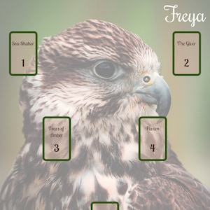 Freya téléchargeable tarot spread - Divinité nordique - Déesse - Janir - Freyja - Livre des Ombres - Grimoire Page - Journal - Cartes Oracle - Mise en page