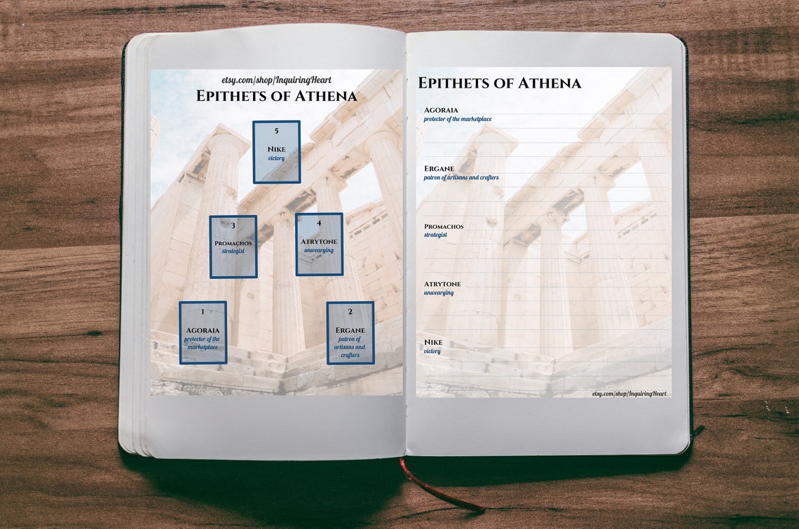 Athena Downloadable Tarot Spread - Wisdom - Warrior - Goddess - Greek ...