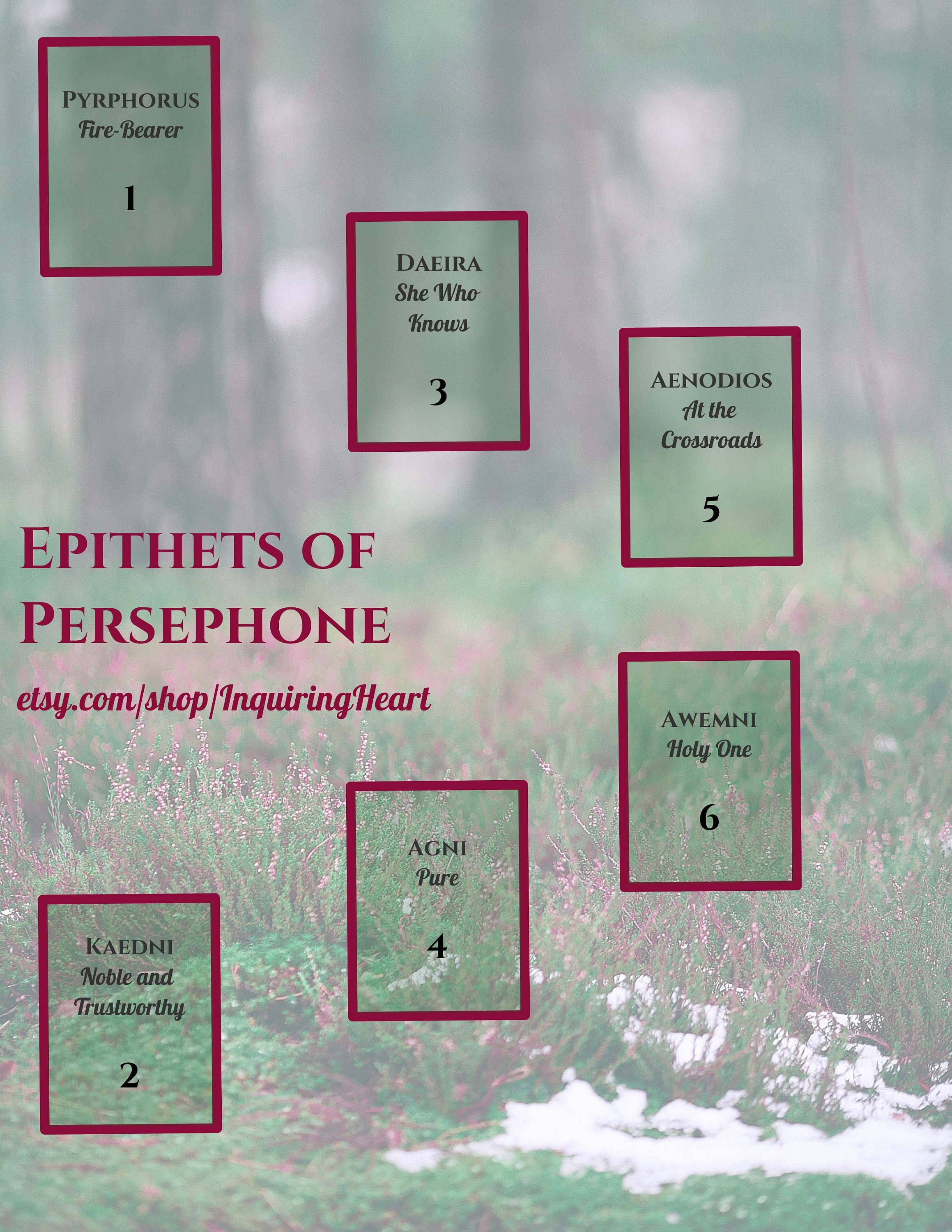 Persephone Downloadable Tarot Spread Spring Goddess Greek Hellenic