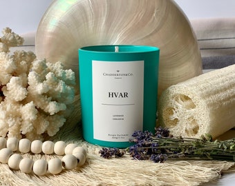 HVAR Lavender & Geranium Soy Wax Candle | SPA candle | Large 7.7oz 220g | Memory of Croatia | Eco friendly | Lavender | Geranium scent