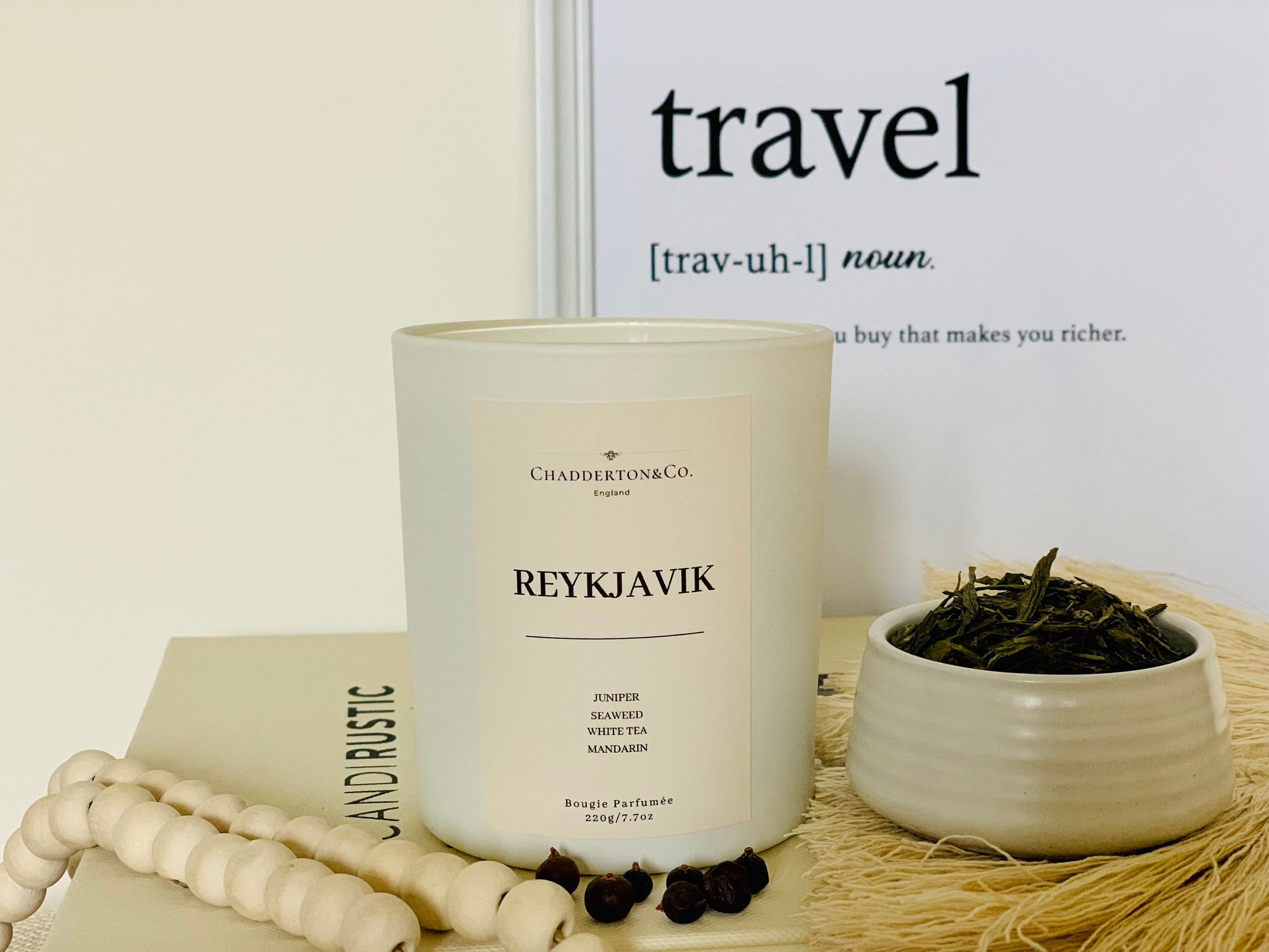 Reykjavik Genévrier, Algues et Thé Blanc | Bougie en Cire de Soja Naturelle Mémoire L'islande Grande