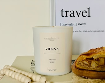 VIENNA Apple Strudel Soy Wax Candle | Baked Apple, Cinnamon & Nutmeg | Cosy candle | Austria gift | Large 7.7oz 220g | Apfelstrudel