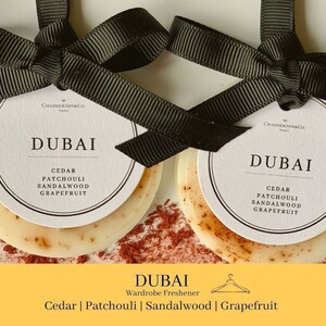 DUBAI Wardrobe Perfume Freshener Set | Cedar+Patchouli+Sandalwood&Grapefruit | Oriental | Scented soy wax | For him | Inspired by Hermés
