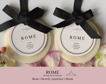 ROME Wardrobe Perfume Freshener Set | Rose+Neroli+Jasmine+Musk | Natural closet scent | Scented Soy Wax | Eco friendly | Vegan | For Her
