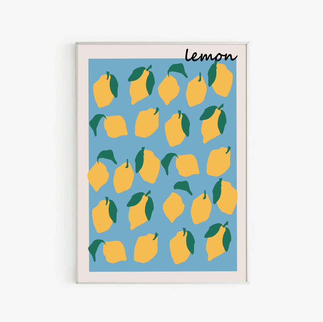 Fruit Poster, Lemon Print, Printable Wall Art, Abstract Art Print ...