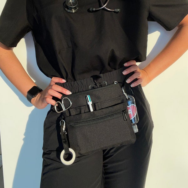 Schwarz - Krankenschwester-Taillentasche / Krankenschwester-Fanny-Pack / Krankenschwester-Tasche / Fanny-Pack-Krankenschwester / Taillen-Pack / Utility-Gürtel | Vet Tech-Beutel