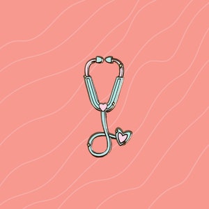 Cute Stethoscope Enamel Pin | Stethoscope Pin Medical Enamel Pins, Nursing Pins, Pop culture, Cute Medical Pins, Groovy Enamel Pins, Nurse