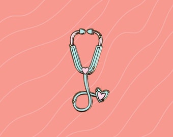 Cute Stethoscope Enamel Pin | Stethoscope Pin Medical Enamel Pins, Nursing Pins, Pop culture, Cute Medical Pins, Groovy Enamel Pins, Nurse