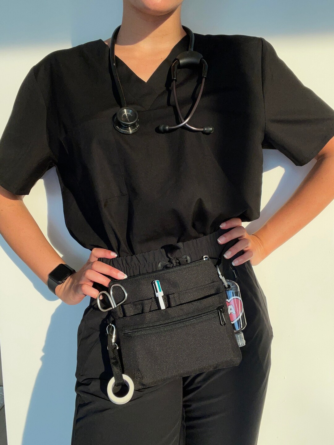 thumbnail image 2 of BOVKE Nurse Fanny Pack – Medical Organizer With Tape Holder, Scissor Loop, Multiple Pockets, Black 2 of 14